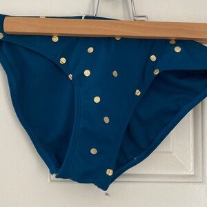 Boden Teal Bikini Bottoms with Gold Dot Print NWOT
